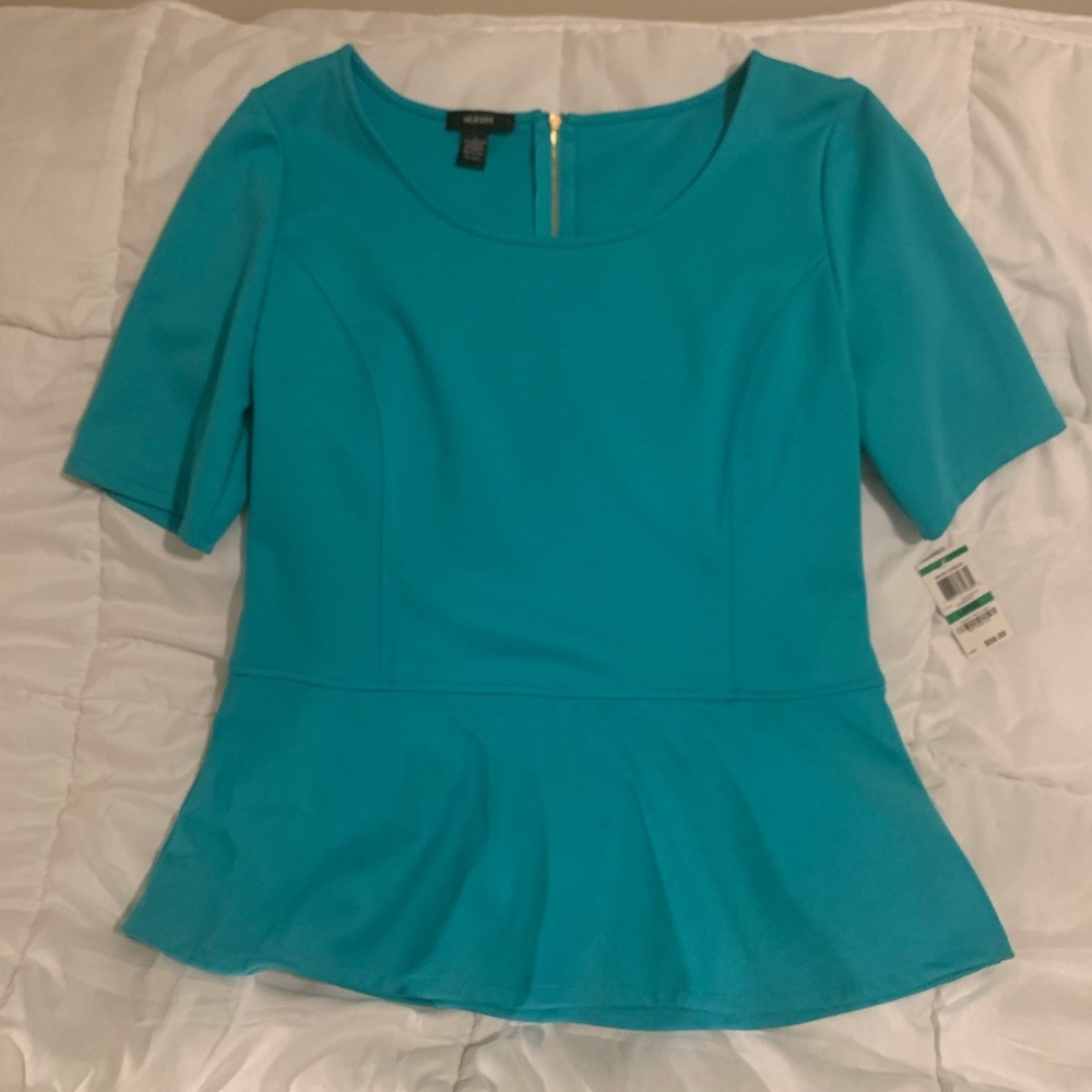 Alfani flared waist shirt, Size Large, Blue (aqua/turquoise)